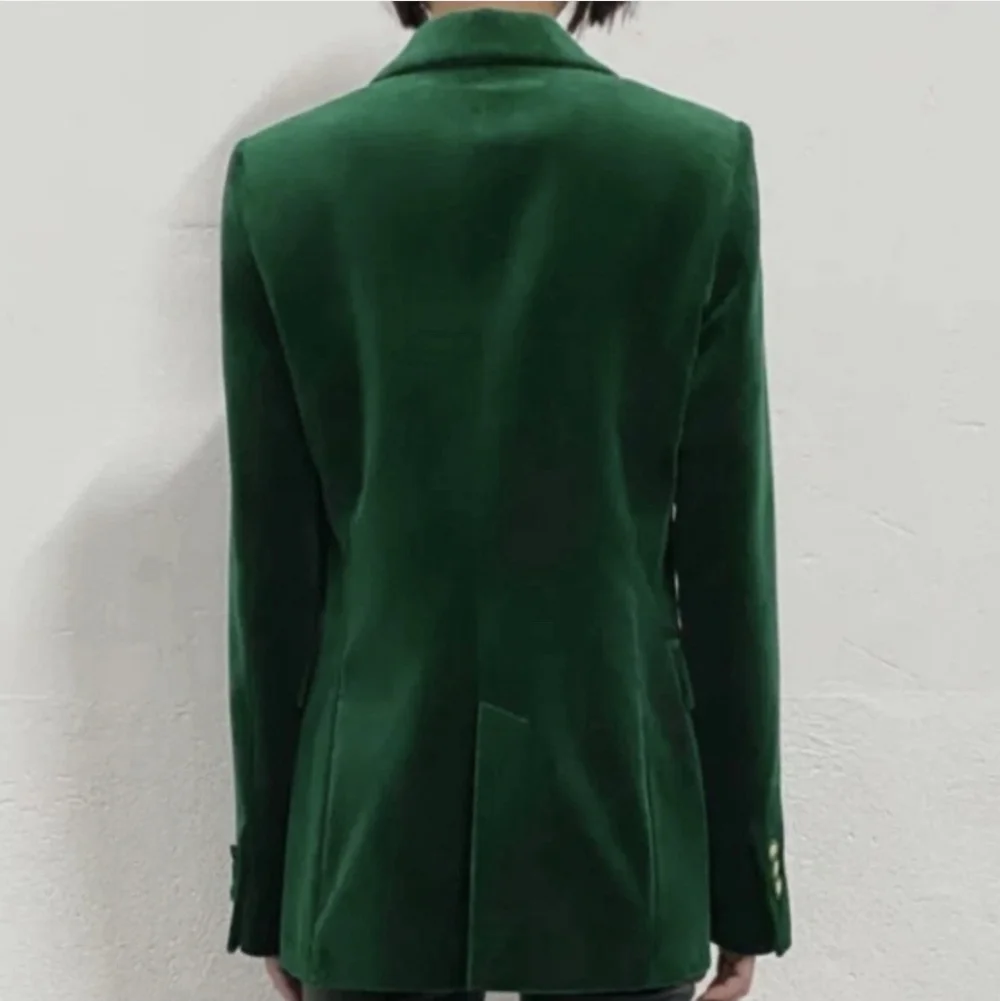 Zara Velvet Blazer Green Size L